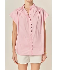 English Factory Women's Ric Rac Detailed Short Sleeve Shirt