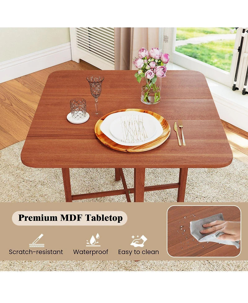 Sugift Foldable Dining Table for Two to Four with Solid Wood Legs