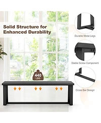 Sugift Wood Dining Bench with Metal Frame and Adjustable Foot Pads