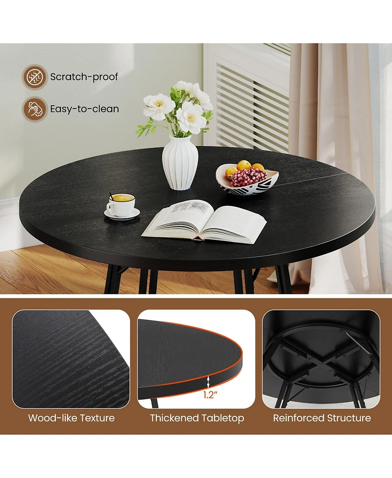 Sugift 47 in Round Dining Table for Four to Six with Cross Base