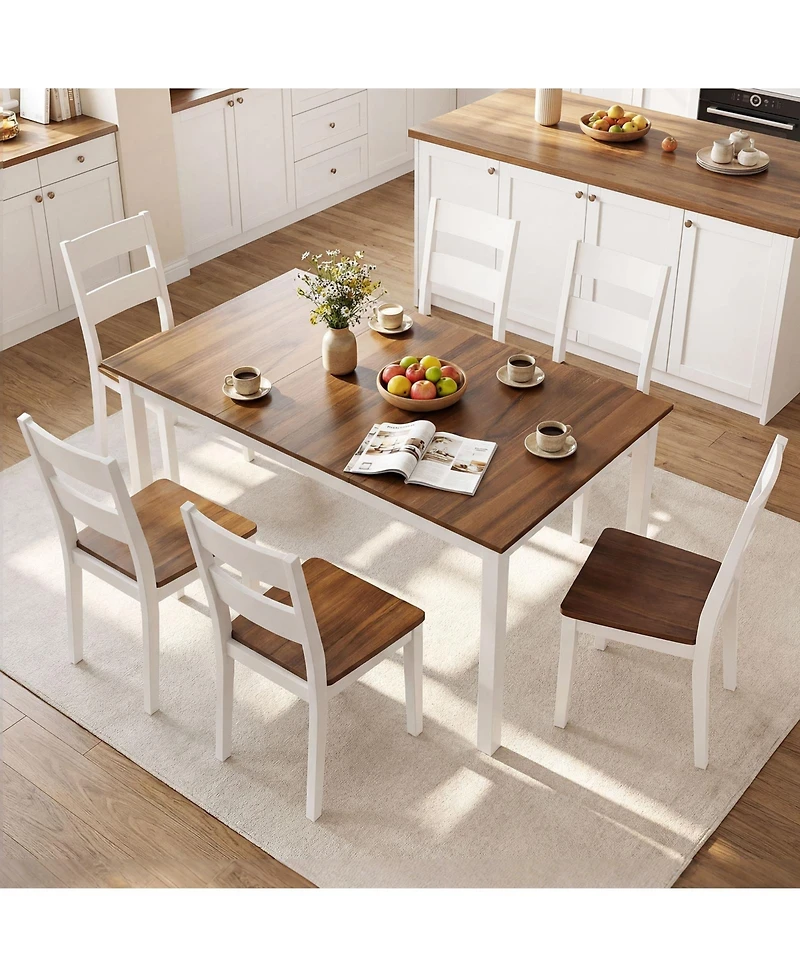 Sugift 60 in Rectangular Dining Table with Solid Wood Legs