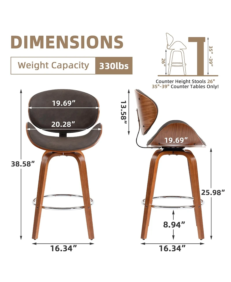 Dyhome Bar Stools Set of 3, 28 Inches Modern Counter Height with High Back Metal Legs, Upholstered Tall Barstools for Kitchen Island, Cafe,