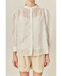 English Factory Women's Heart Trim Blouse