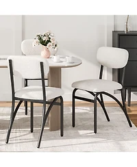 gaomon Set of 4 Modern Boucle Upholstered Dining Chairs with Metal Legs for Kitchen and Living Room