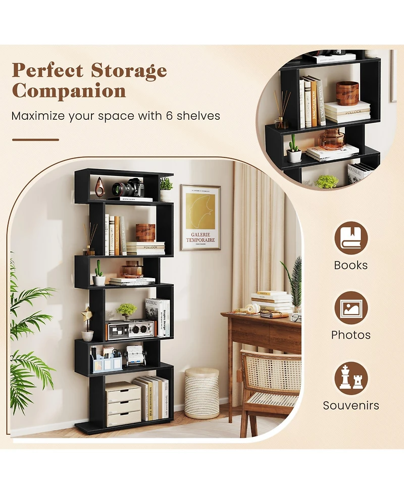 Slickblue Tall 6-Shelf Bookshelf with Anti-Tipping Hardware