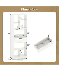 Slickblue 61 Inch Bookcase with Drawer and 8 Storage Compartments