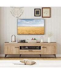 Sugift Tv Stand with Two Cabinets and Drawer for 65 in TVs