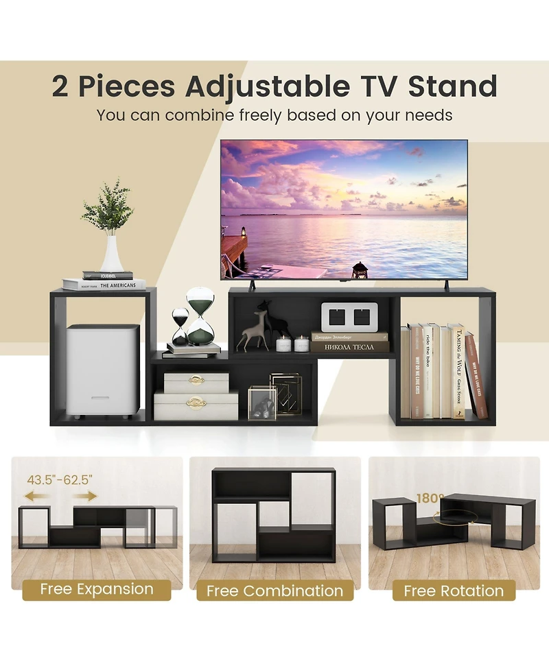 Sugift Adjustable Tv Stand Set with Storage Cubes for 55 in TVs