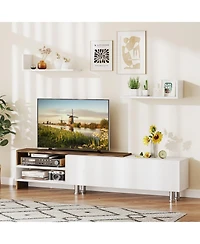 Sugift Farmhouse Tv Stand for TVs up to 80 in with Cabinets