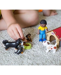 Haba Little Friends Dog Lucky - Pet Toy Figure with Doghouse and Wooden Bones