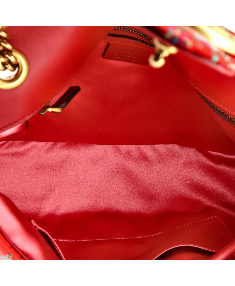 Pre-Owned Gucci Medium Gg Marmont Flap Bag Matelasse Floral Jacquard