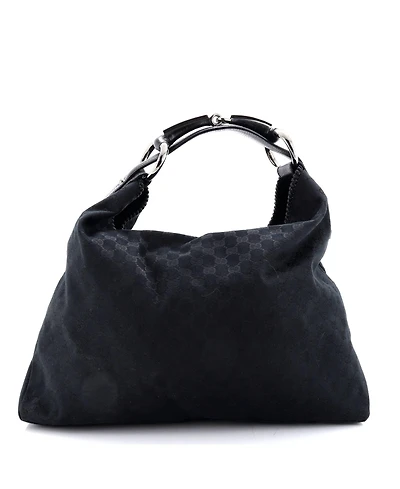 Pre-Owned Gucci Large Horsebit Hobo Gg Canvas