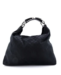 Pre-Owned Gucci Large Horsebit Hobo Gg Canvas