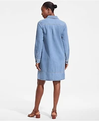 Lands' End Women's Light Weight Denim Popover At the Knee Dress