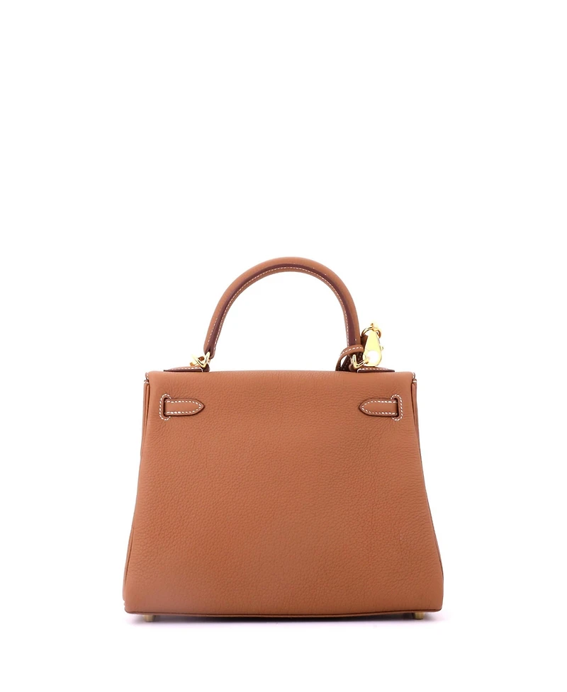 Pre-Owned HERMES Kelly Handbag Brown Togo with Gold Hardware