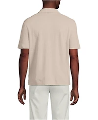 Lands' End Men's Short Sleeve Cotton Linen Button Through Camp Collar Shirt