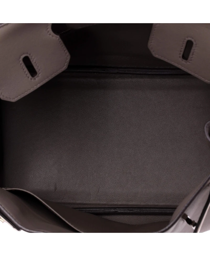 Pre-Owned HERMES Birkin 25 Handbag Grey Swift with Palladium Hardware