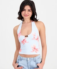 Derek Heart Juniors' Beaded Printed Halter Top