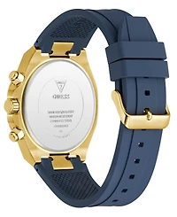 Guess Men's Gold-Tone Indigo Silicone Multi-Function Watch, 44mm