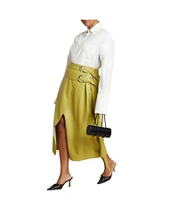 Eloquii Women's Double Belt Wrap Faux Leather Skirt