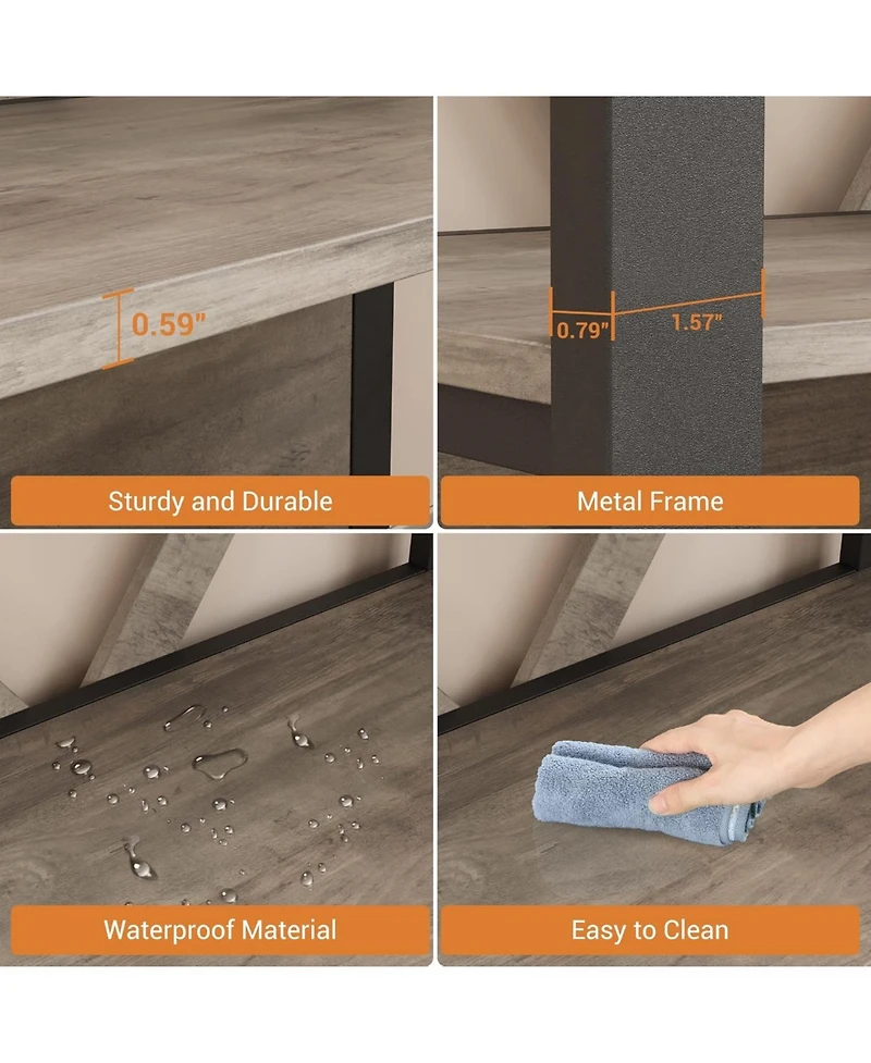 gaomon 3-Tier Bookshelf with Led Lights, Industrial Metal Bookcase, Open Shelf Organizer for Living Room, Bedroom, Office