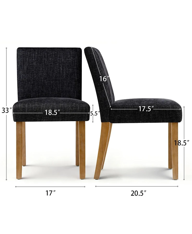 Maison Boucle Linen Upholstered Solid Wood Dining Chair, Set of 2