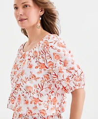 Style & Co Women's Printed Gauze Bubble Top, Macy's Exclusive