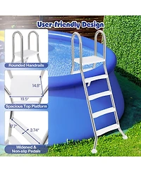 Sugift 75.6" A-Frame Above Ground Pool Ladder for Pools up to 55