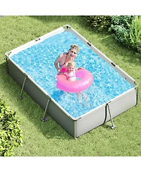 Sugift Above Ground Family Swimming Pool with Metal Frame 10 ft