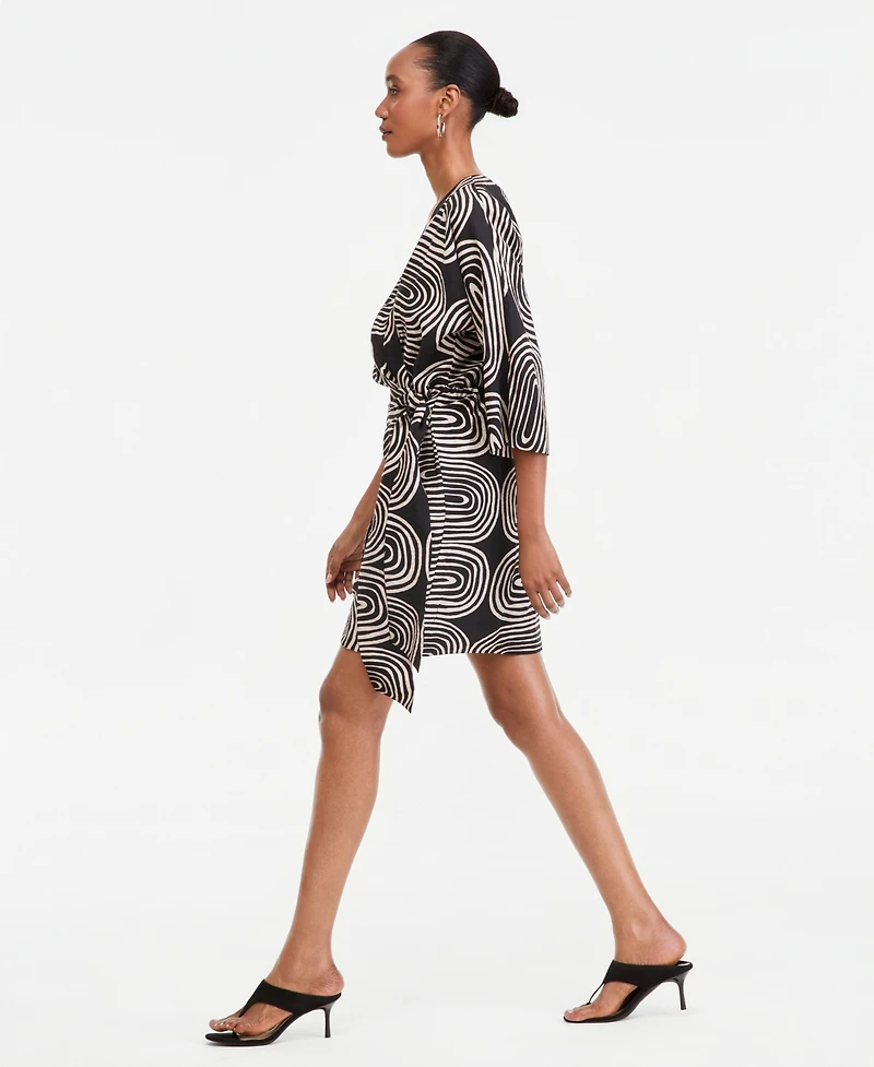 I.n.c. International Concepts Women's 3/4 Sleeve Printed Kimono Dress, Macy's Exclusive