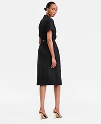 I.n.c. International Concepts Women's Short Sleeve Linen-Blend Shirt Dress, Macy's Exclusive