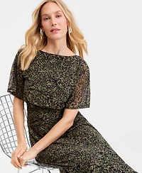 I.n.c. International Concepts Women's Elbow-Sleeve Printed Mesh Midi Dress, Macy's Exclusive