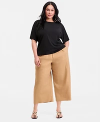I.n.c. International Concepts Plus Ruched-Side Short-Sleeve Top, Macy's Exclusive