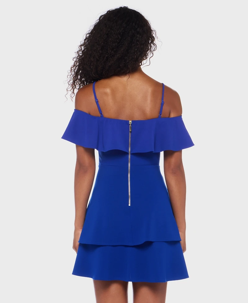 B Darlin Juniors' Ruffled Off-The-Shoulder Dress