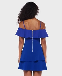 B Darlin Juniors' Ruffled Off-The-Shoulder Dress