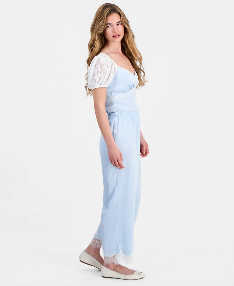 And Now This Petite Satin Lace-Trim Ankle Pants, Macy's Exclusive