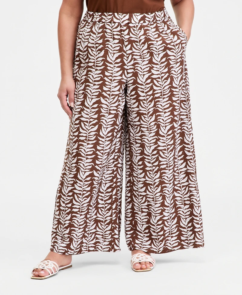 I.n.c. International Concepts Plus Printed High Rise Wide Leg Pants
