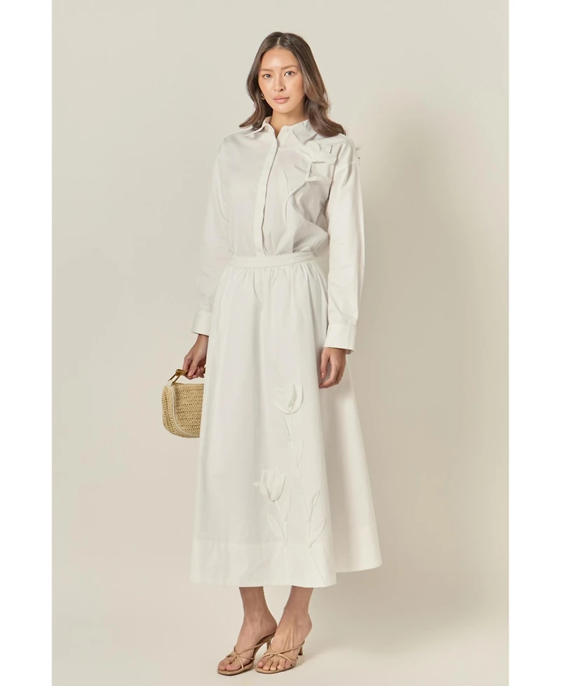 English Factory Women's Appliqued Accent Midi Skirt