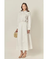 English Factory Women's Appliqued Accent Midi Skirt