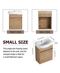 Busdays Soft Close Doors Bathroom Vanity With Sink,16 Inch For Small Bathroom