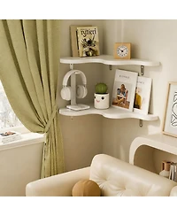 Yigii Wavy Cloud Corner Shelves with Brackets for Home Decor