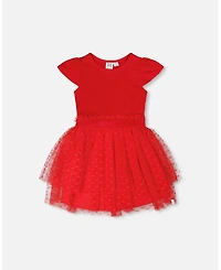 Deux par Deux Little and Big Girl Bi-Material Dress