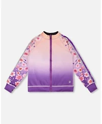 Deux Par Deux Little Big Girl Polyester Full Zip Reversible Athletic Cardigan