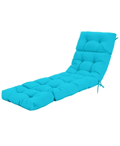 Sugift Outdoor Chaise Lounge Cushion with String Ties for Poolside
