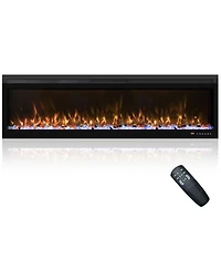 Mondawe 72" Linear Recessed-in Electric Fireplace with Remote Control, Adjustable Heat and Timer