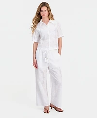 And Now This Petite Cotton Embroidered Eyelet Camp Shirt, Macy's Exclusive