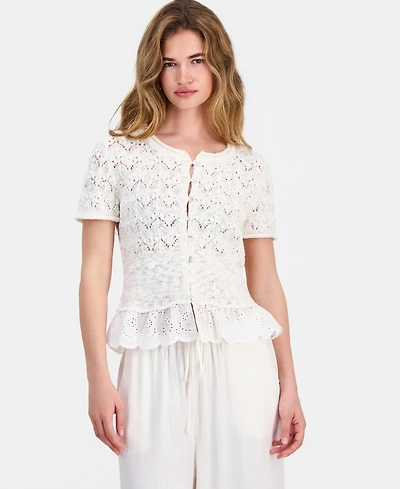 And Now This Petite Button-Front Peplum Cardigan, Macy's Exclusive
