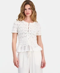 And Now This Petite Button-Front Peplum Cardigan, Macy's Exclusive