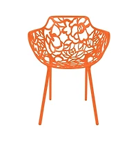 LeisureMod Devon Patio Dining Arm-Chair Set of Aluminum Stackable Design Side Chair