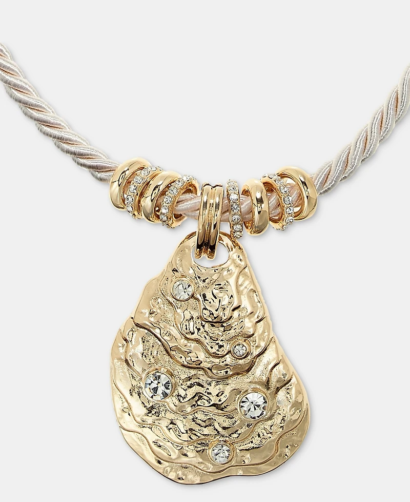 lonna & lilly Pave Oyster Shell Pendant Necklace, 16" + 3" extender